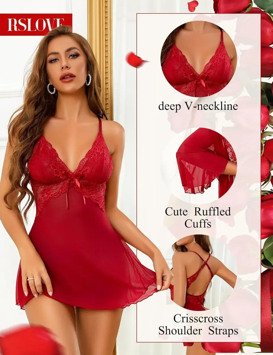 Babydoll Seducción en Encaje con Espalda Cruzada