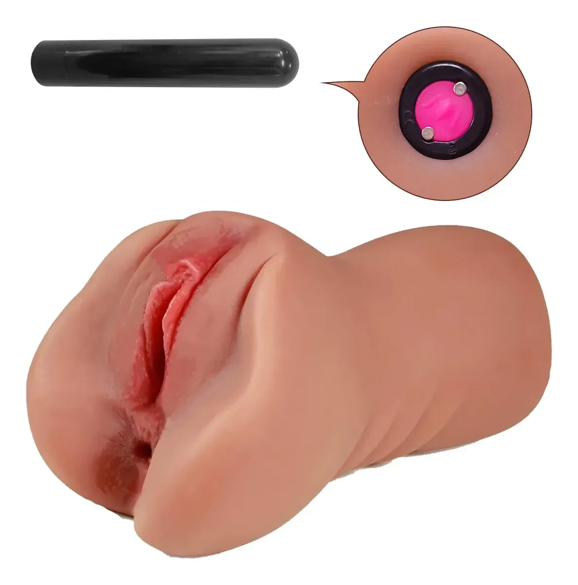 Masturbador Masculino Realista con Vagina de Silicona y Vibración