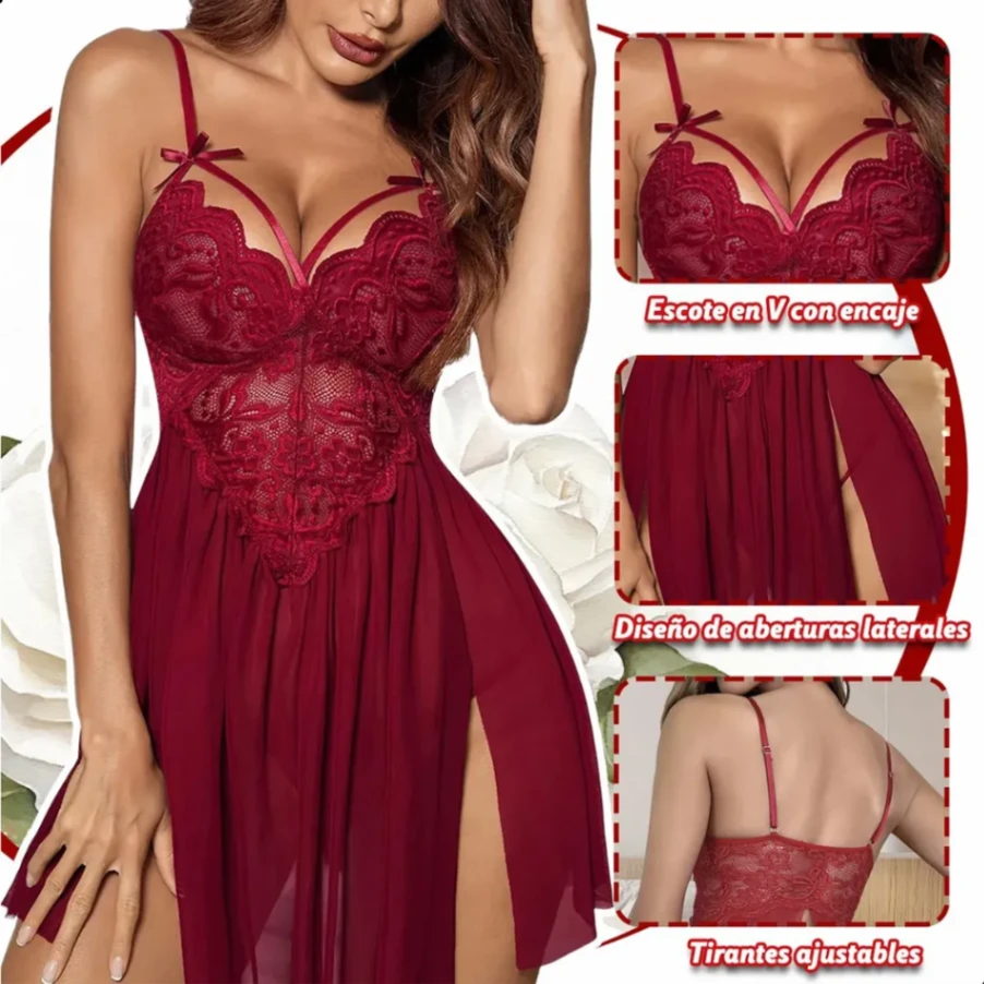 Babydoll de Encaje Rojo - imagen 3